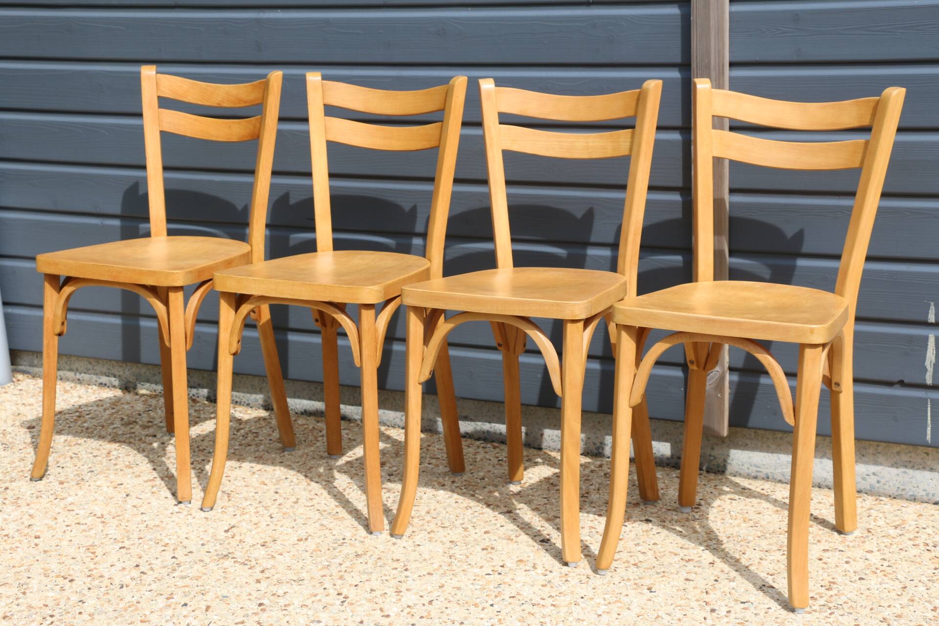 5 Baumann chairs No. 19 in light beech.