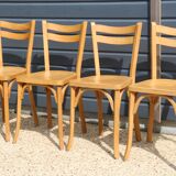 5 Baumann chairs No. 19 in light beech.