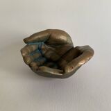 Terracotta art bowl "Jointed hands" signed by the artist Maria Ruiz
