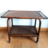 Rattan and canning rolling trolley 1970