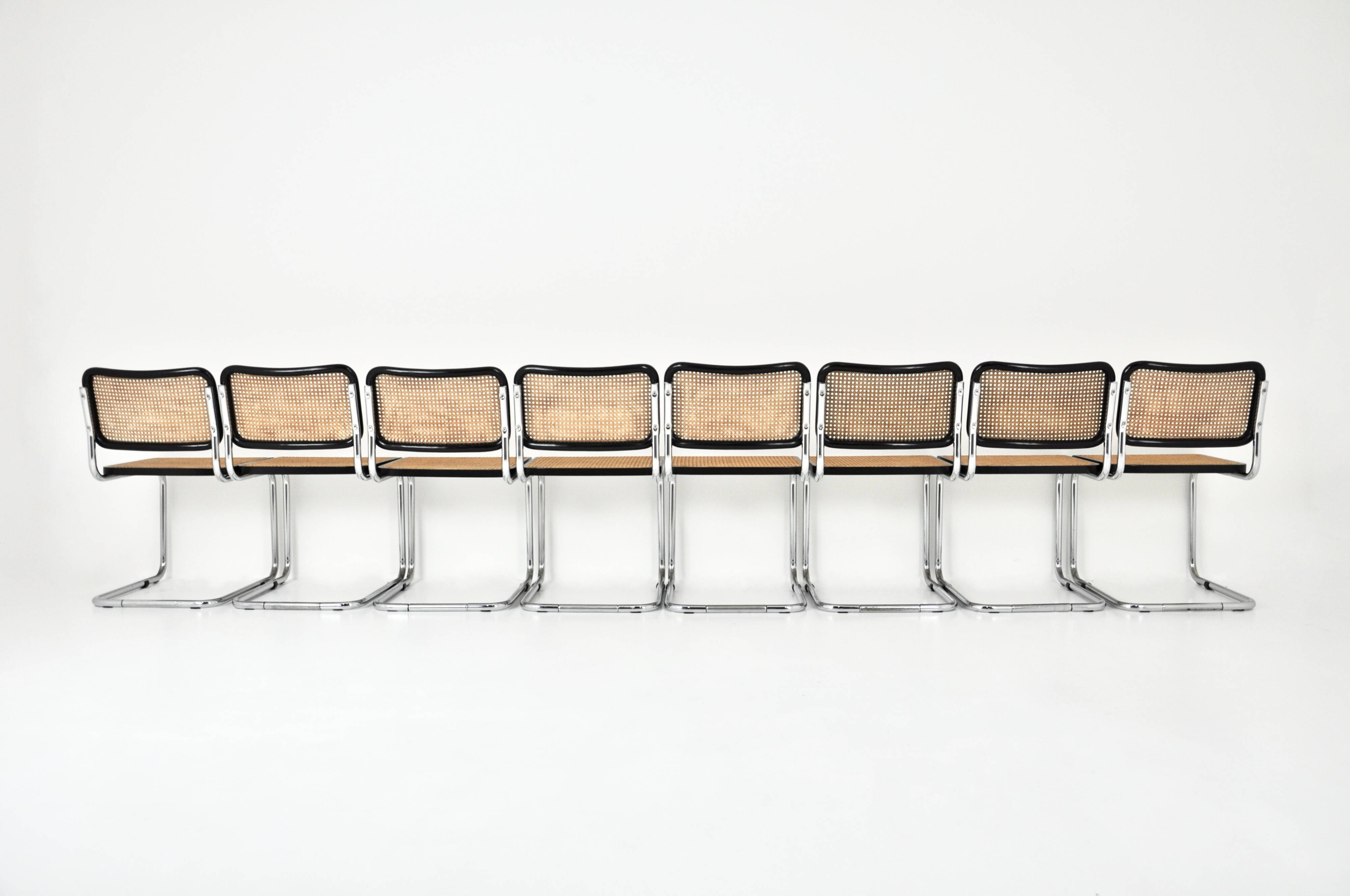 Set of 8 Style B32 dining room chairs by Marcel Breuer