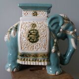 Green blue ceramic elephant