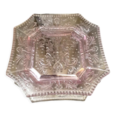 Assiette octogonale rose en verre portieux decor feuillages decor perle