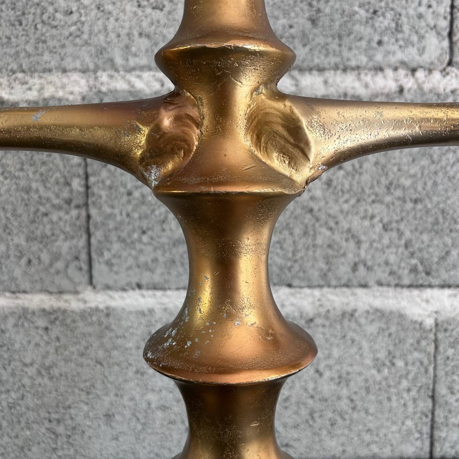 Brutalist gilt bronze candelabra