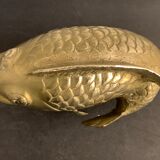 Koi fish vase, solid brass carp, Japan, late nineteenth century