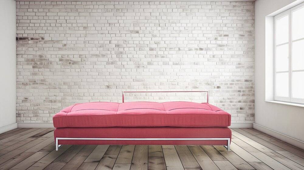 Vintage 1980s Eileen Gray Red Fabric and Metal Daybed