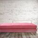Vintage 1980s Eileen Gray Red Fabric and Metal Daybed