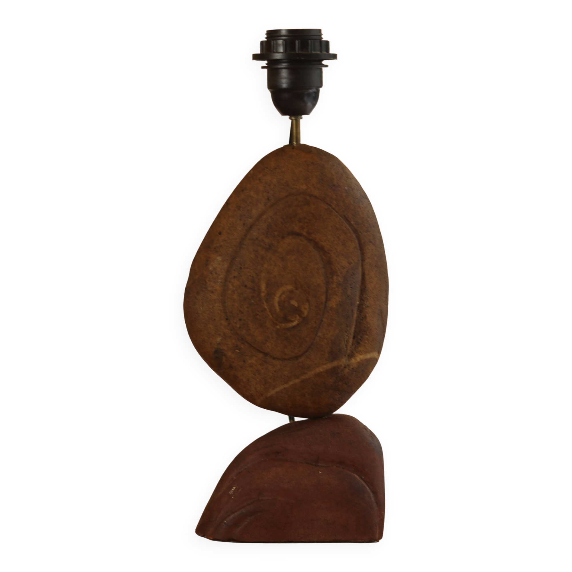 Carved stone lamp base, circa 1970