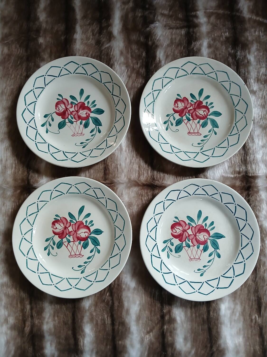 4 antique flat plates from Sarreguemines