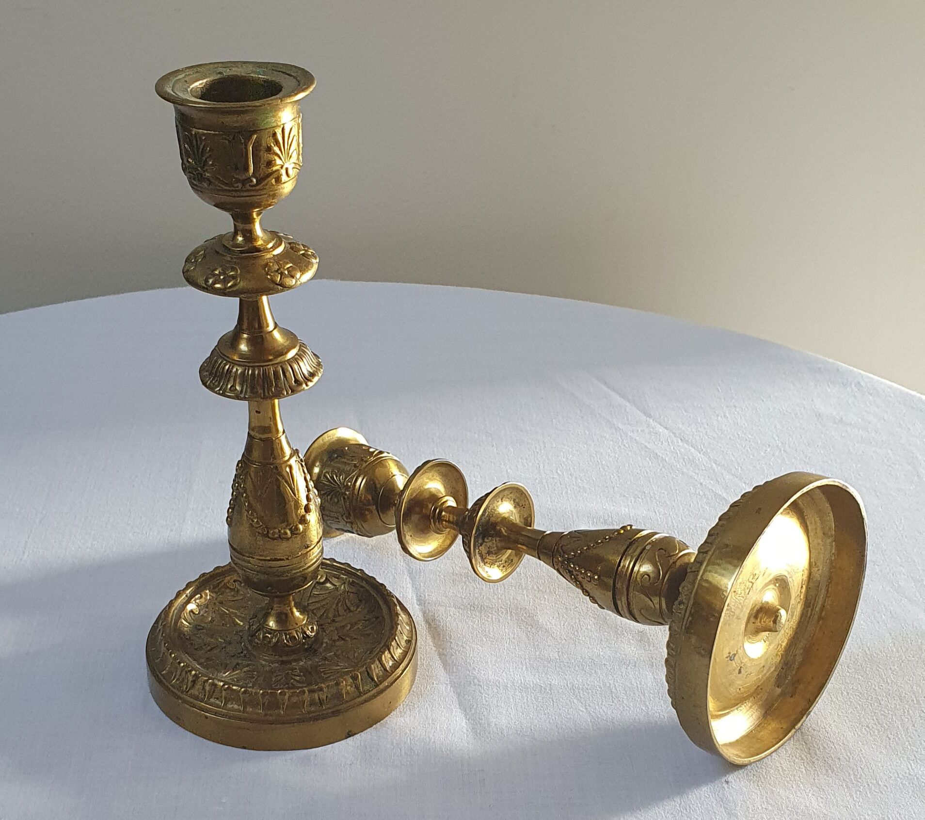 Old brass candle holders