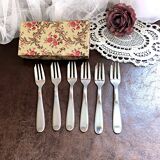 Box of 6 vintage dessert or cake forks