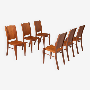 Set of 6 of "Placide of Wood" Chairs by Philippe Starck for Driade, 1989