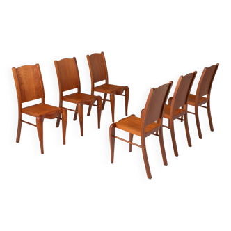 Set of 6 of "Placide of Wood" Chairs by Philippe Starck for Driade, 1989