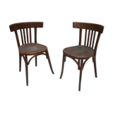 Paire de chaises bistrot anciennes avec patine foncée