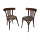 Paire de chaises bistrot anciennes avec patine foncée
