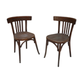 Paire de chaises bistrot anciennes avec patine foncée