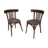Paire de chaises bistrot anciennes avec patine foncée