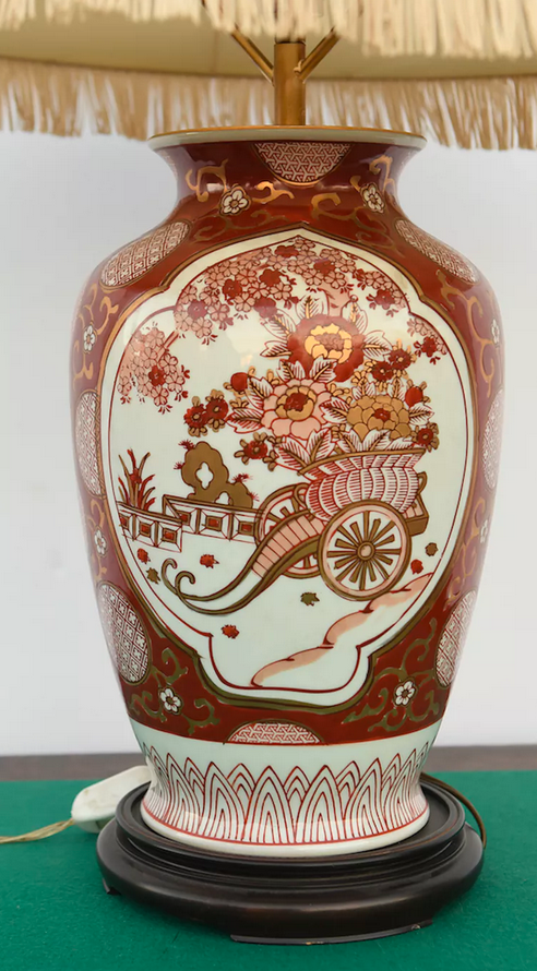 Porcelain vase mounted in lamp