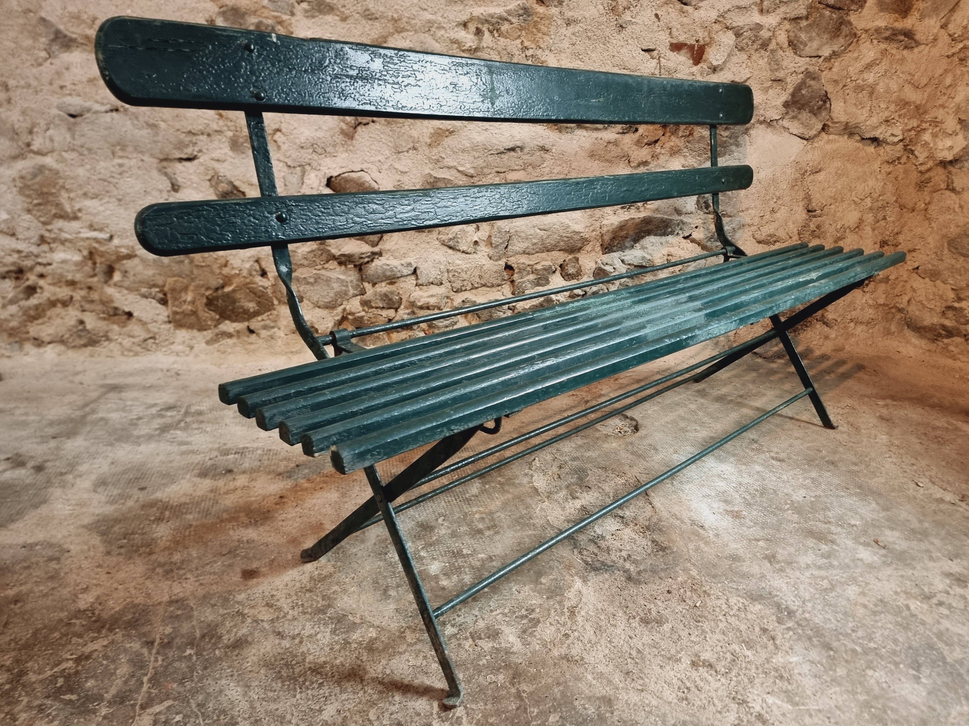 Antique folding garden bench – France – 1930s
