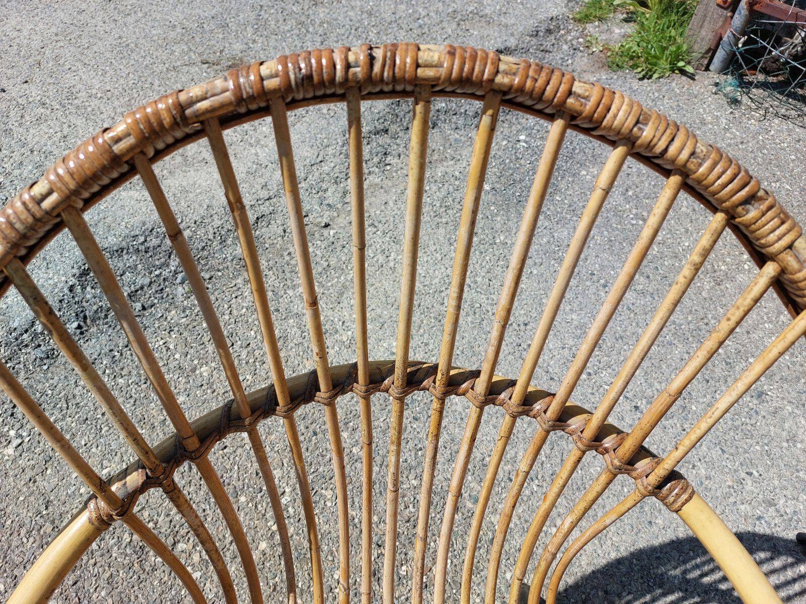 Lot de 3 fauteuils corbeille vintage en rotin Rohé Noordwolde - Années 60