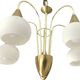 Mid Century Suspension, 5 globes in brass and opal glass, Honsel Leuchten