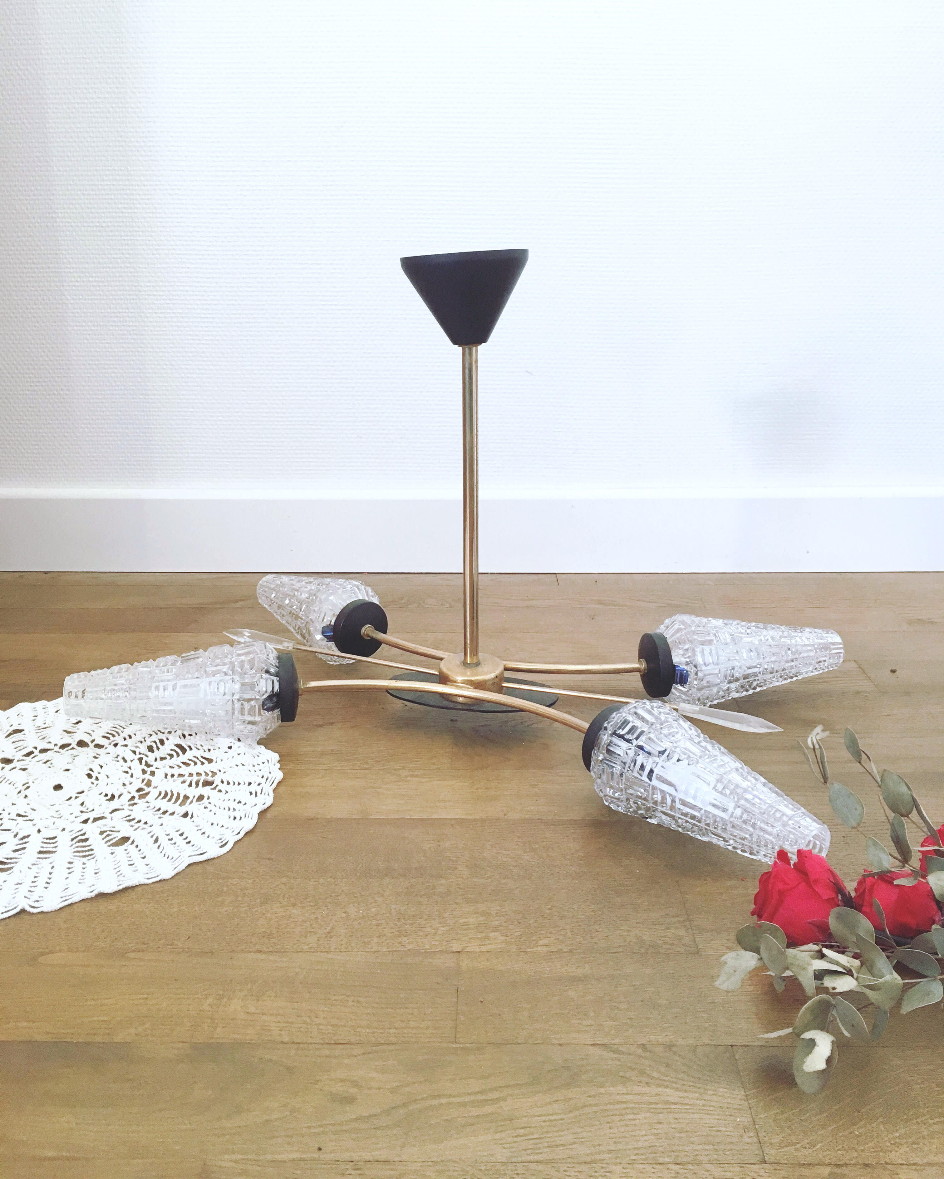 Chandelier 60s - tulips - 4 lights