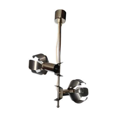 Lustre fleur en metal chromé des années 70