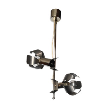 Lustre fleur en metal chromé des années 70