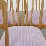 Lot de 6 chaises de salle à manger vintage au design danois des années 1970 avec assises en tissu violet clair