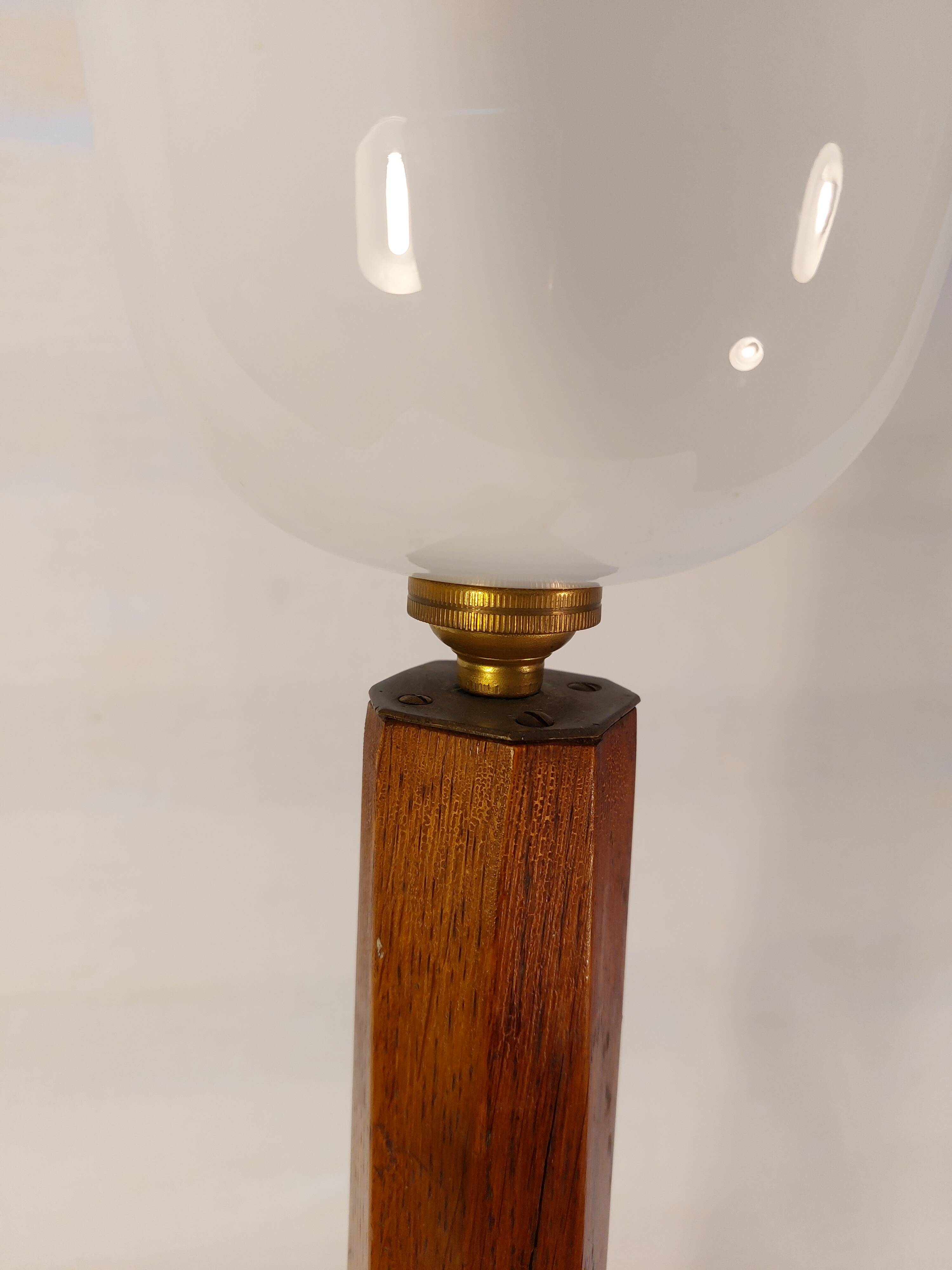 Old Art Deco table lamp 70 cm Mazda style in solid wood