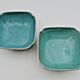 Pair of Chinese wedding bowls with blue floral pattern interior