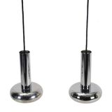 Space Age chrome pendant lamps / Mid-century modern design / 1960s / 1970s / Set of 2