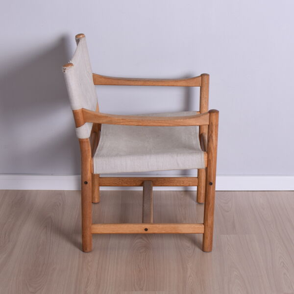 Fauteuil en toile et chêne de Ditte & Adrian Heath, années 1960