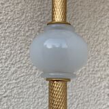 Vintage brass floor lamp in scale and opaline 1950