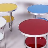 Restored Bauhaus Small White Table, Kovona, Chrome, Czechia, 1930s