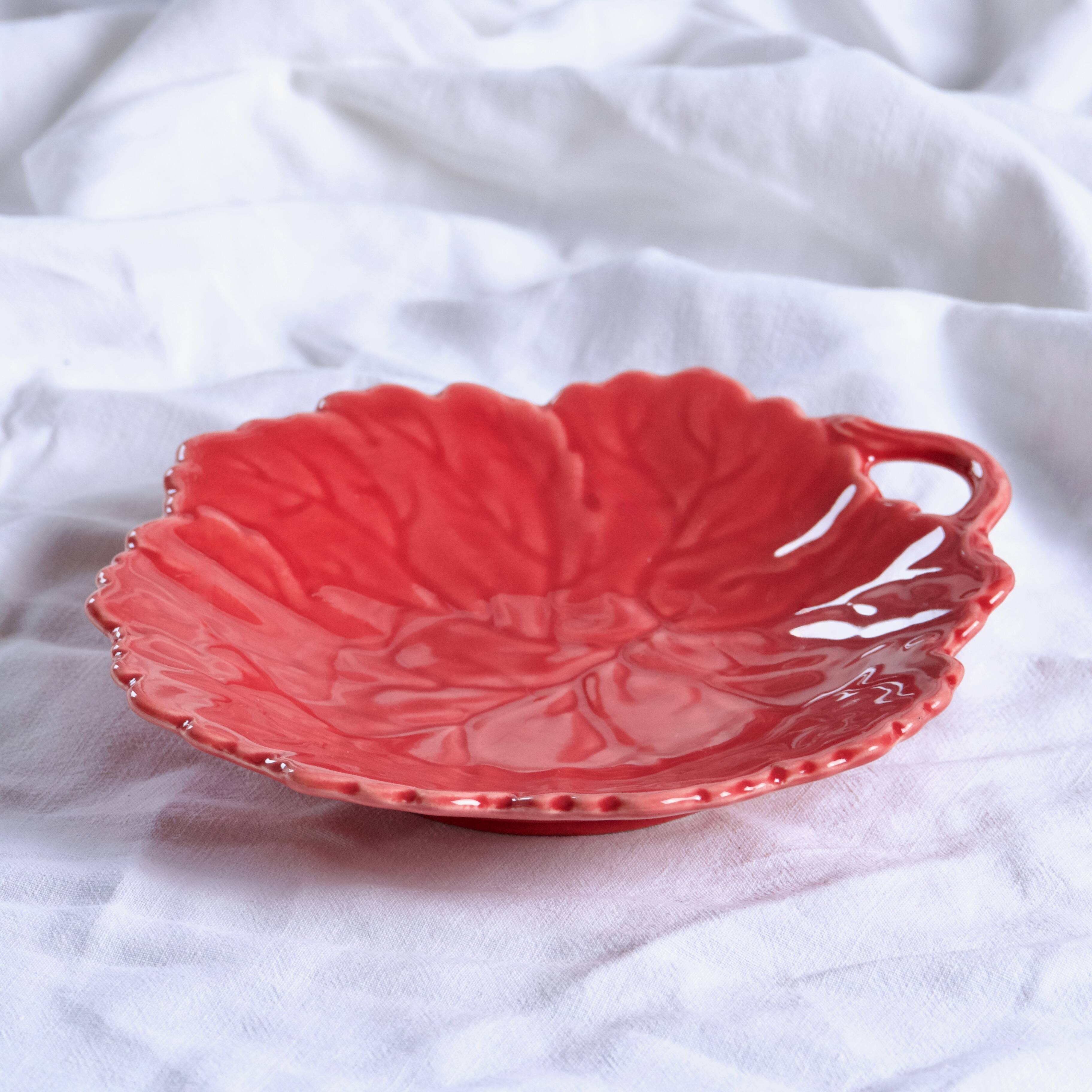 Old Lunéville slip pocket emptier with red leaf