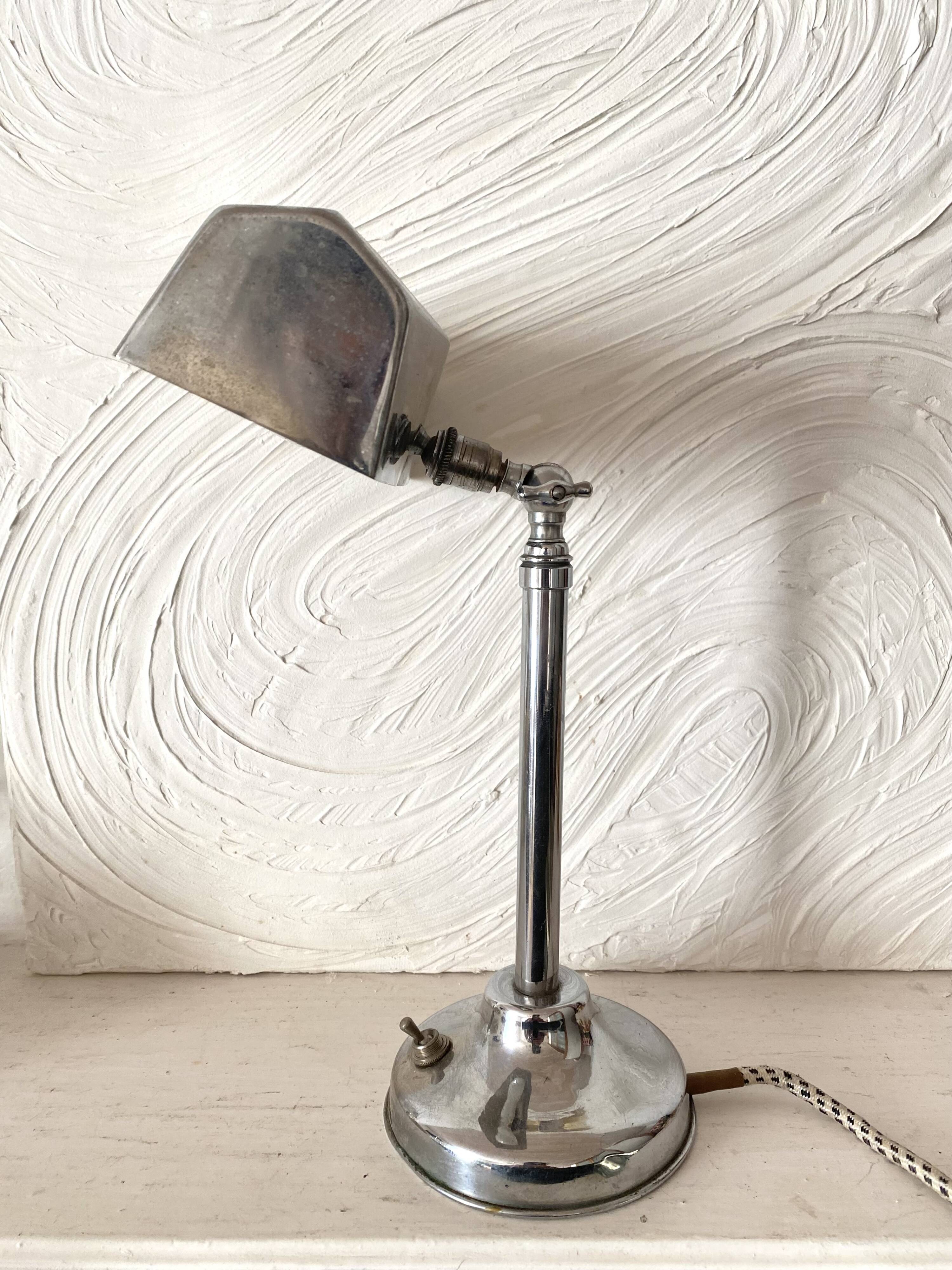 Art Deco industrial style chrome desk lamp – workshop lamp