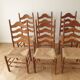 Set of 6 rustic-style chairs in wood and straw.
