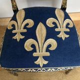 Chaise de chambre époque Napoleon III  Fleurs de Lys et décors peints colorés