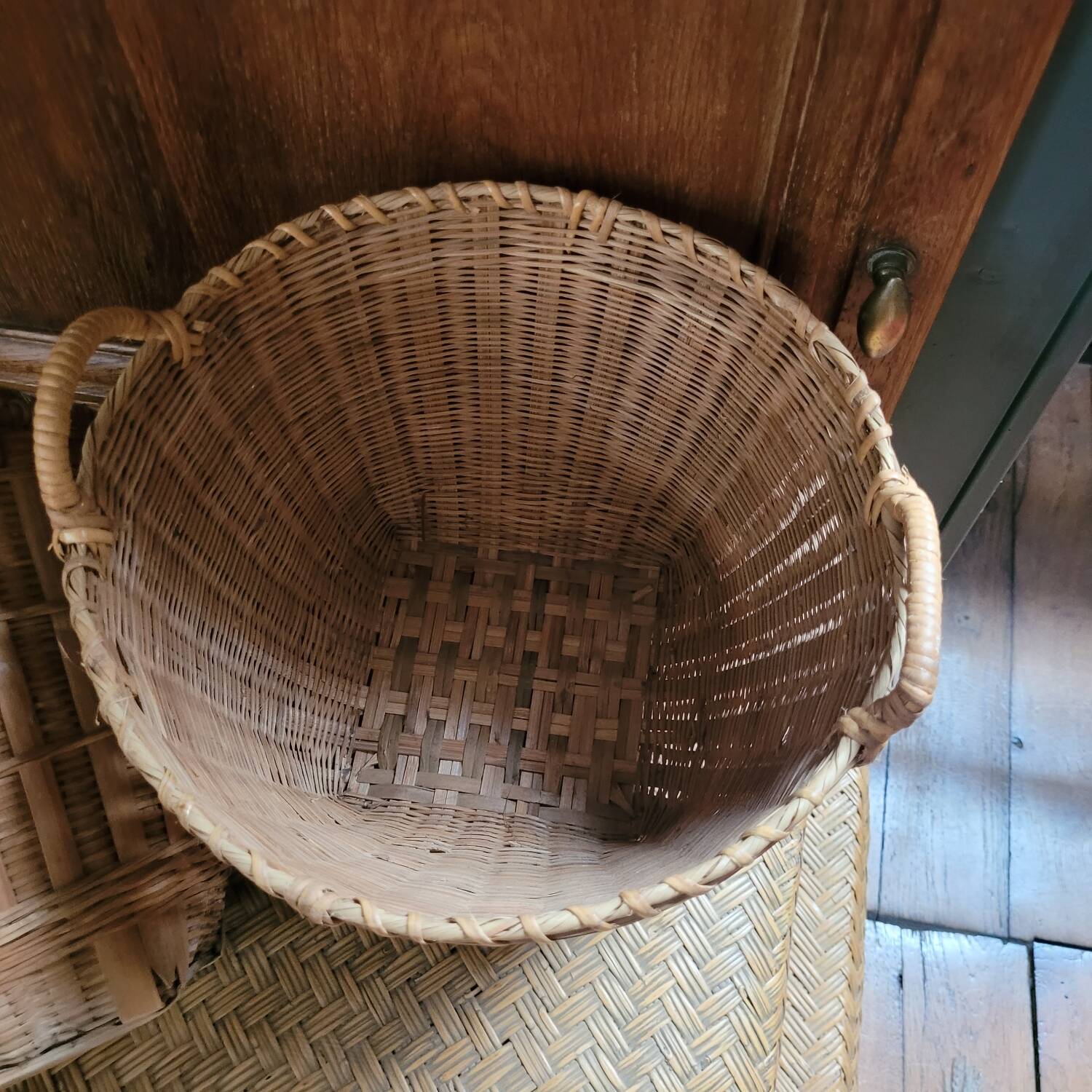 Duo de cache-pots en osier – France 1970-1980
