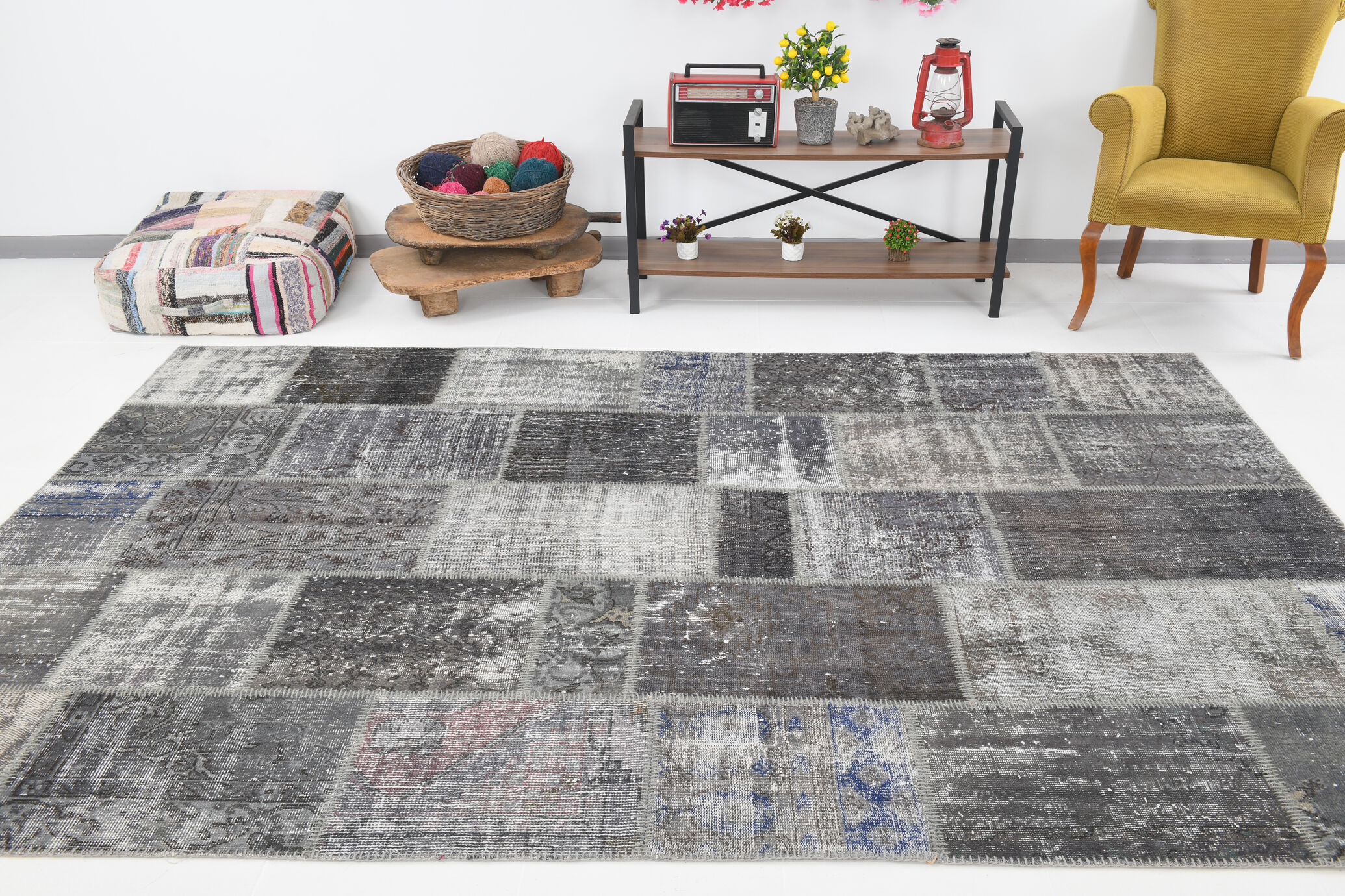 Turkish vintage oushak patchwork rug