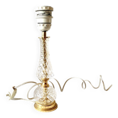 Ancien pied de lampe en cristal et laiton