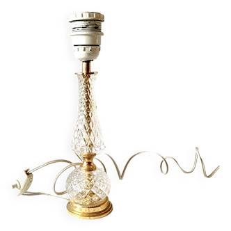 Ancien pied de lampe en cristal et laiton