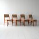4 chaises scandinaves en teck et tissu d'origine, années 1960