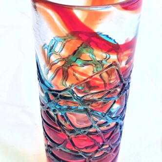Vase Signed MDINA glass paste Verrerie de Malte glass Malta