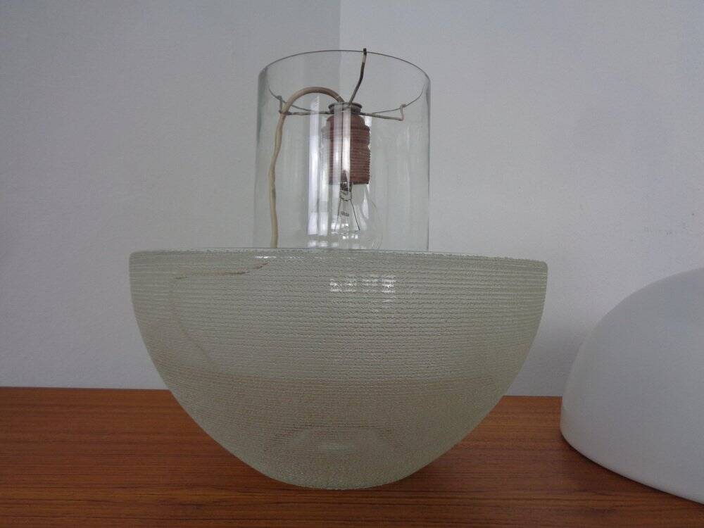 Two-Piece Opal Glass Table Ball Lamp, Italy, 1960s