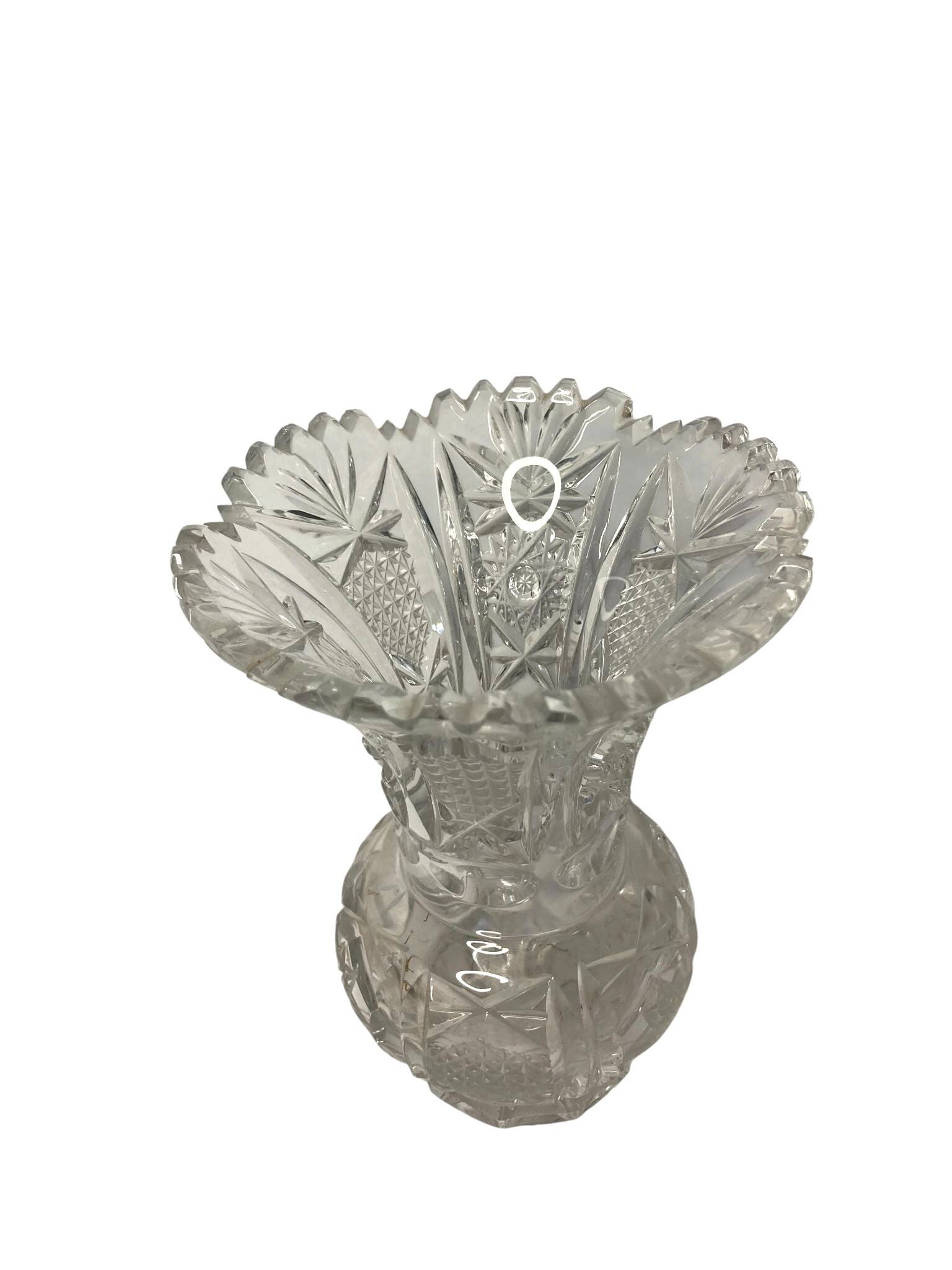 Small Bohemian crystal vase, cut around 1950