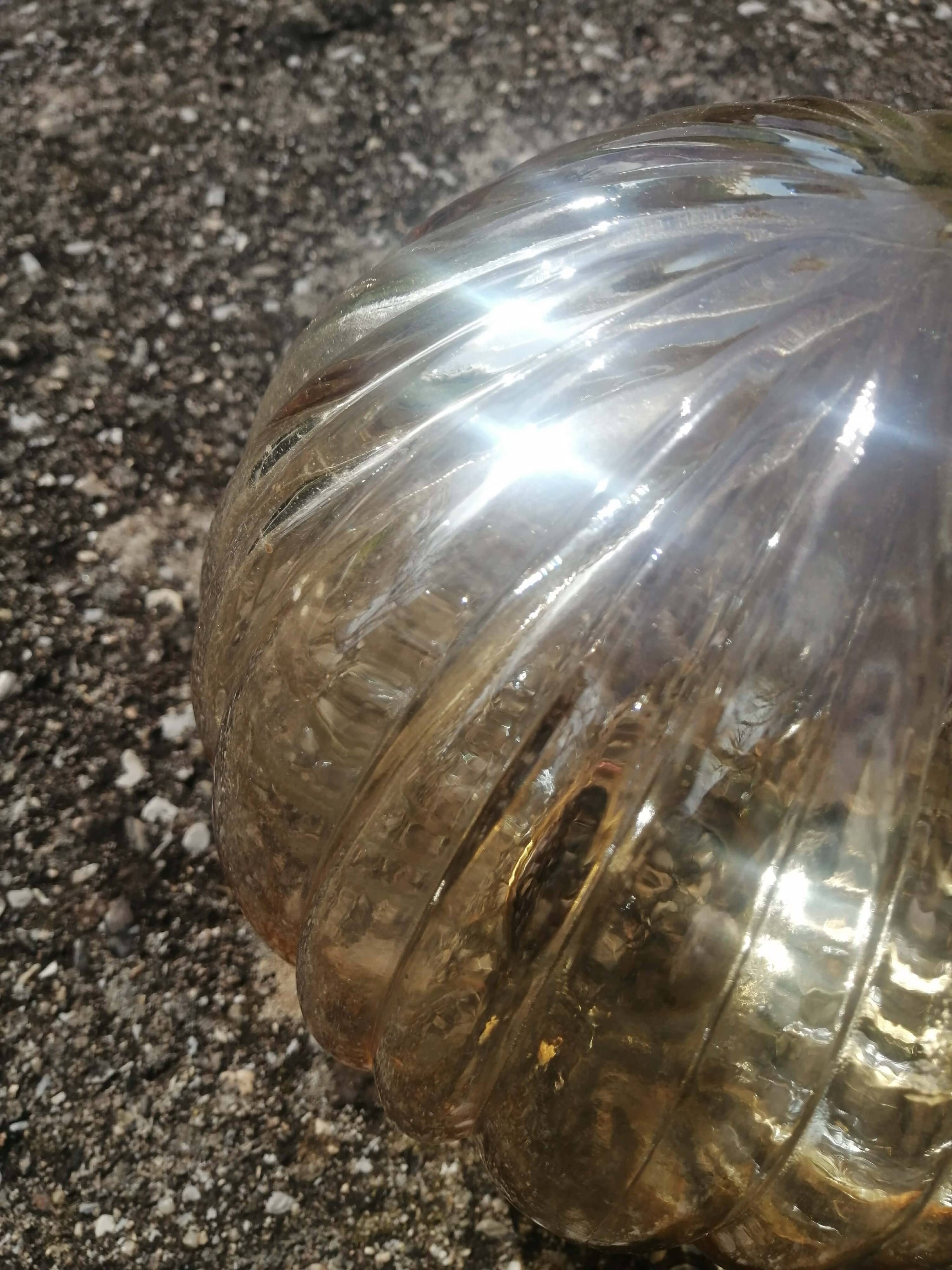 Antique amber glass globe for lighting, lamp, pendant, vintage portable light.