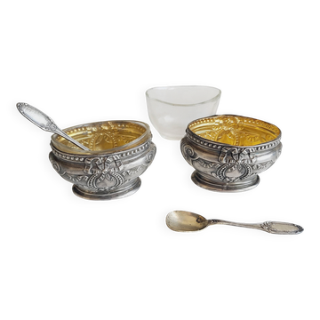 1900. Pair of silver and vermeil salt cellars