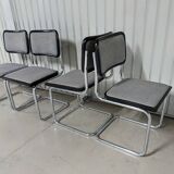 Vintage Marcel Breuer design chairs, Cesca model, heather gray fabric seat